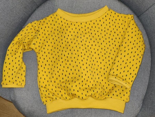 Anfertigung: Kuschelig warmer Sweater Pulli Senf Dunkelblau Bio-Baumwolle Gr. 50-104